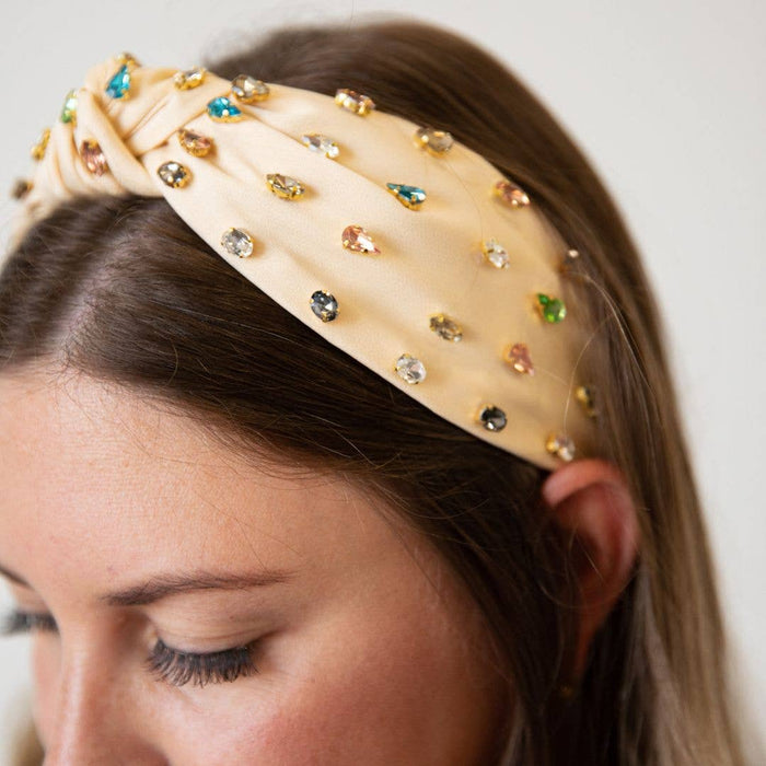 Traditional Knot Headband in Cream Gem--Lemons and Limes Boutique