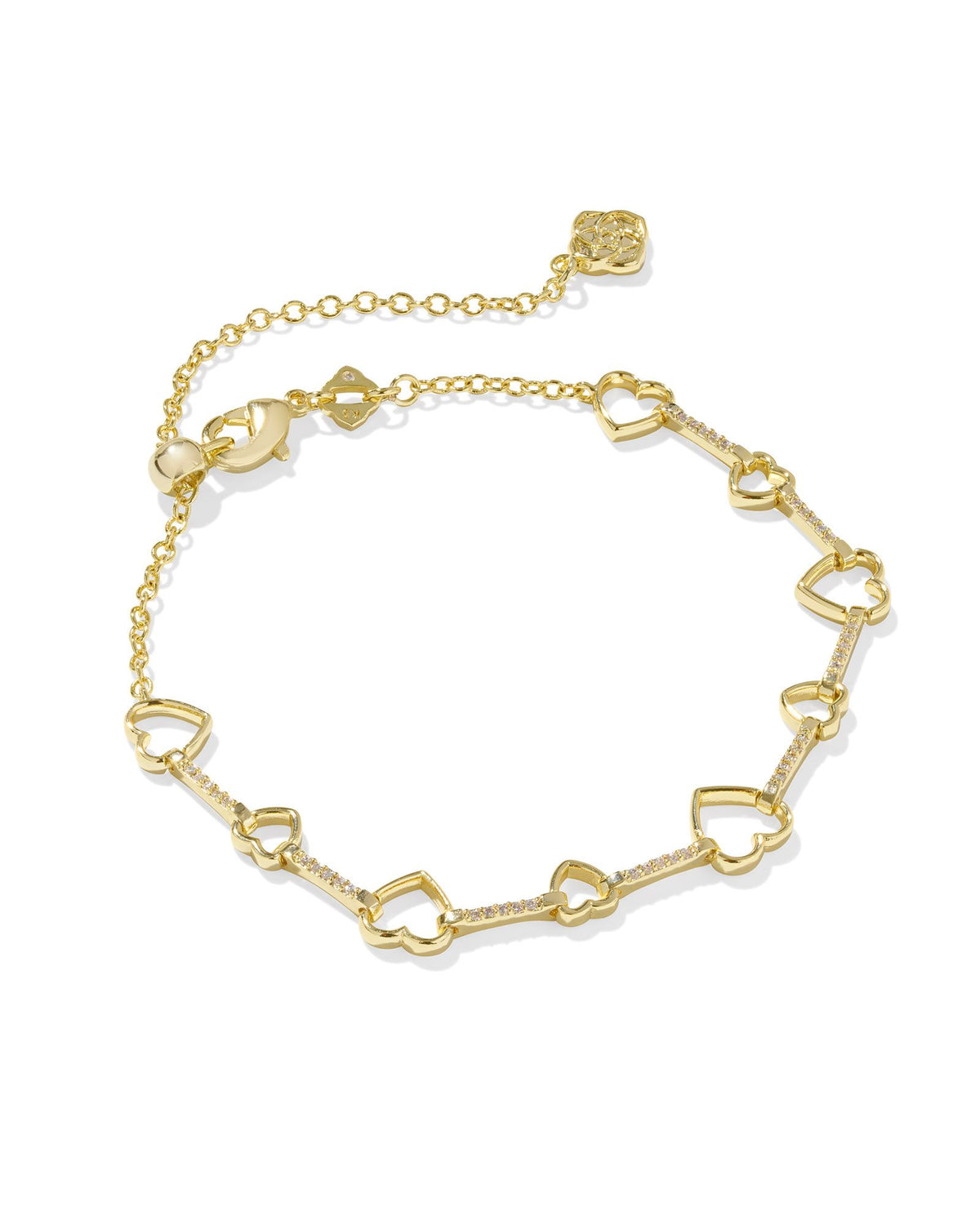 Haisley Heart Delicate Chaine Bracelet in Gold White Crystal by Kendra Scott-Lemons and Limes Boutique