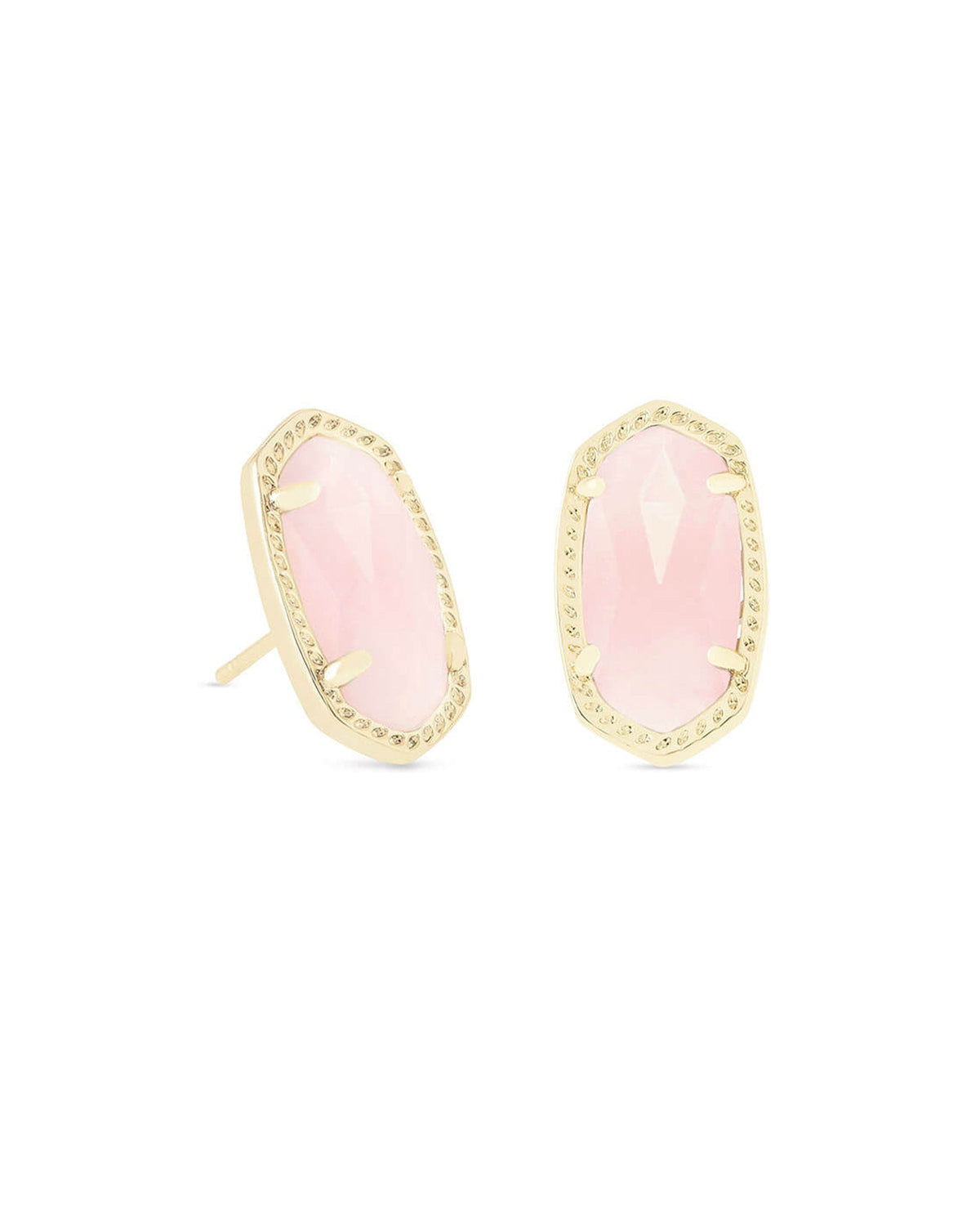 Ellie Stud Earrings in Gold Rose Quartz by Kendra Scott-Lemons and Limes Boutique