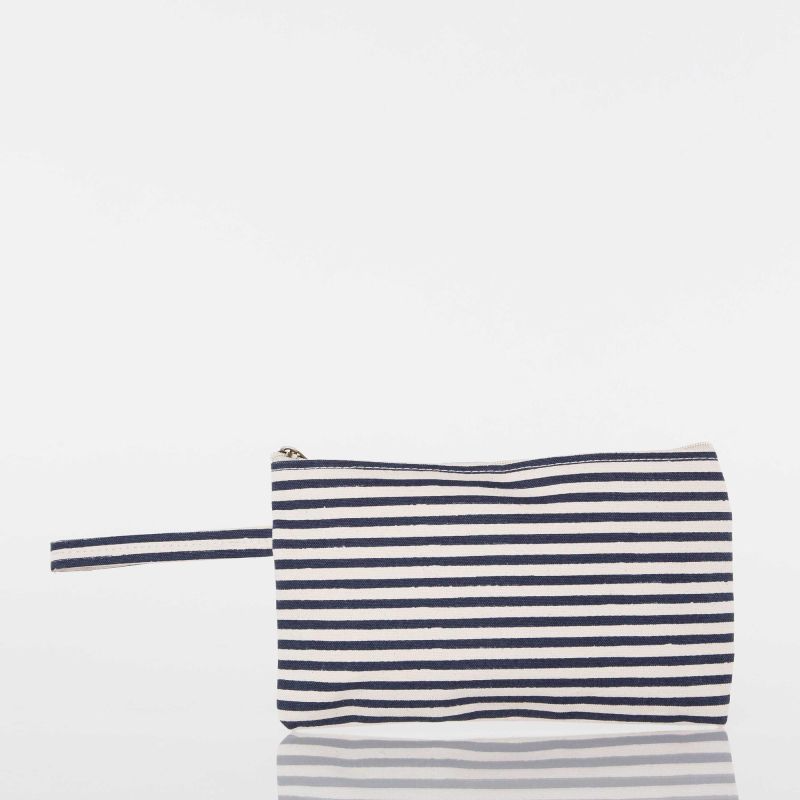 Canvas Clutch - Navy Stripes