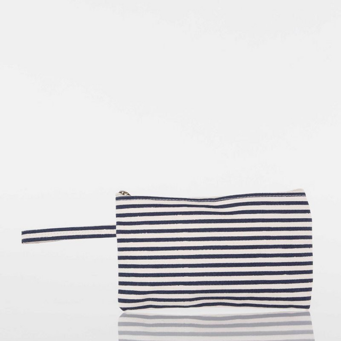 Canvas Clutch - Navy Stripes
