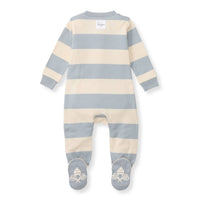 Rugby Stripe Organic Cotton Sleep & Play in Quarry-Lemons and Limes Boutique