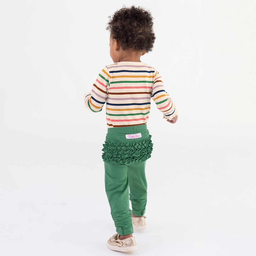 Sunrise Rainbow Stripe Knit Long Sleeve Ruffle Bodysuit: 0-3M--Lemons and Limes Boutique