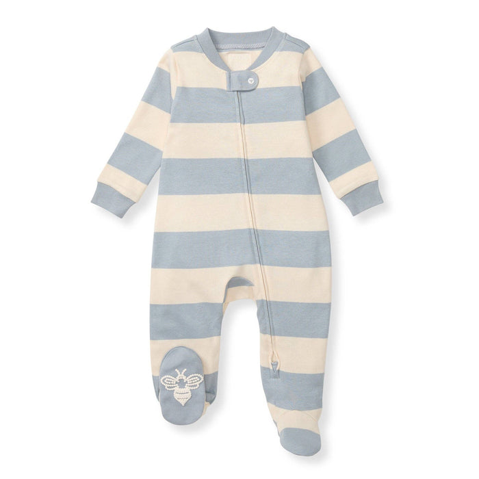 Rugby Stripe Organic Cotton Sleep & Play in Quarry-Lemons and Limes Boutique