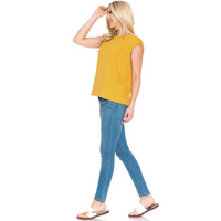 Women's Sleeveless Waist Length Sporty Top in Mustard--Lemons and Limes Boutique