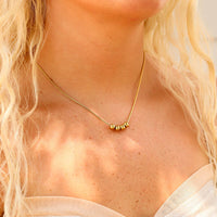 18K Gold PVD Stainless Steel Adjustable Ball Charm Necklace-Lemons and Limes Boutique