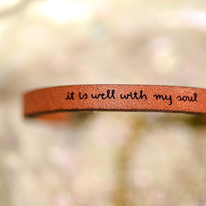 Laurel Denise- it is well with my soul- Religious leather bracelet jewelry-Bracelet-Lemons and Limes Boutique