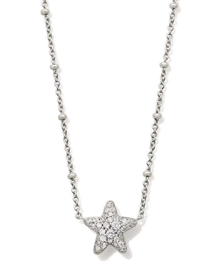 Jae Silver Star Pave Short Pendant Necklace in White Crystal by Kendra Scott-Lemons and Limes Boutique