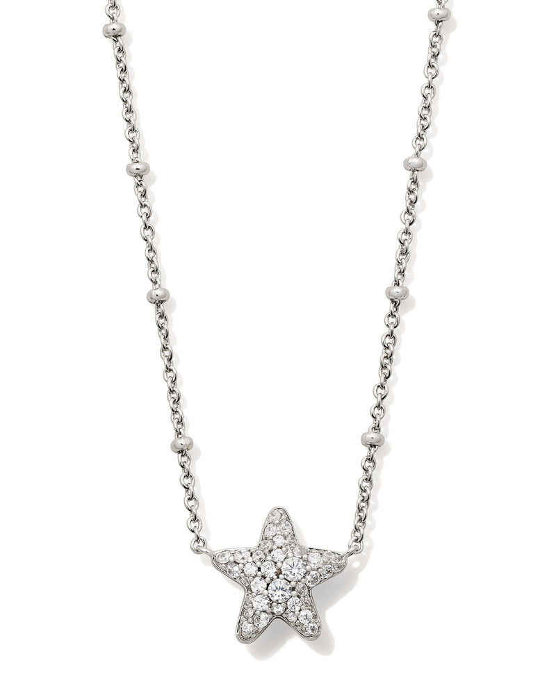 Jae Silver Star Pave Short Pendant Necklace in White Crystal by Kendra Scott-Lemons and Limes Boutique