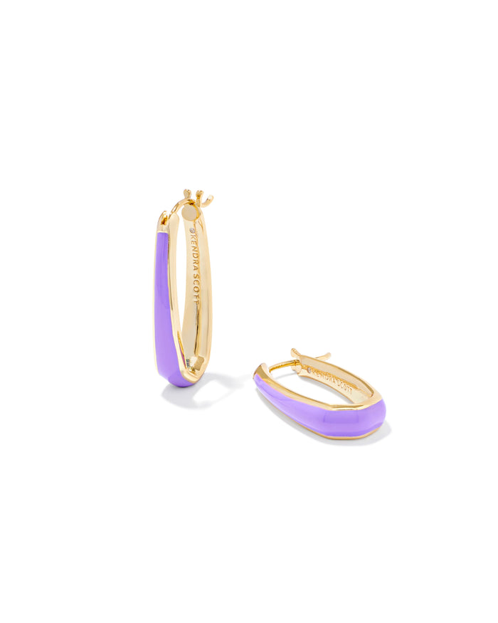 Kelsey Hoop Earrings in Gold Purple Enamel by Kendra Scott--Lemons and Limes Boutique