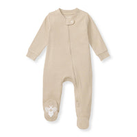 Solid Rib Organic Cotton Sleep & Play in Hummus-Lemons and Limes Boutique