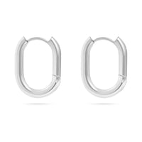 18K Gold PVD Stainless Steel Oval Huggie Earrings-Stainless-Lemons and Limes Boutique