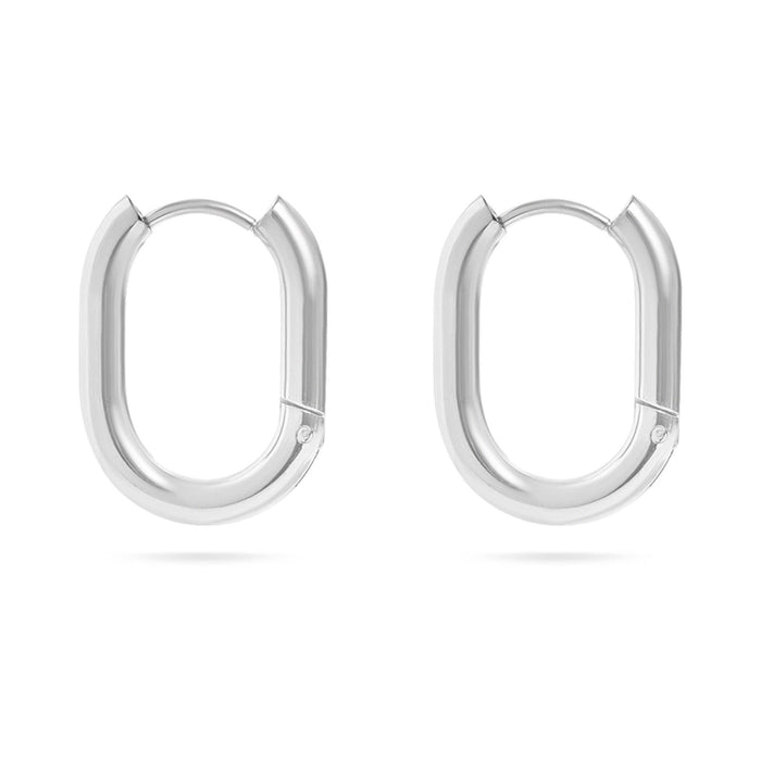 18K Gold PVD Stainless Steel Oval Huggie Earrings-Stainless-Lemons and Limes Boutique