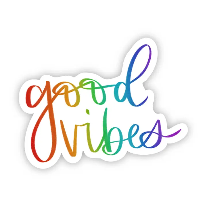 Good Vibes Rainbow Lettering Sticker-Lemons and Limes Boutique