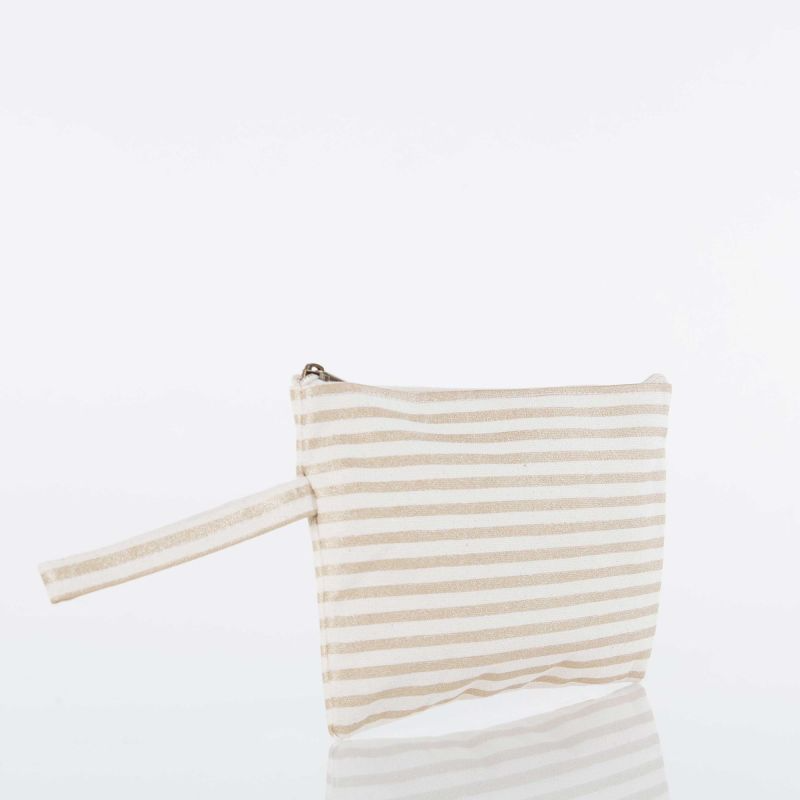 Stipes Clutch in Gold and White