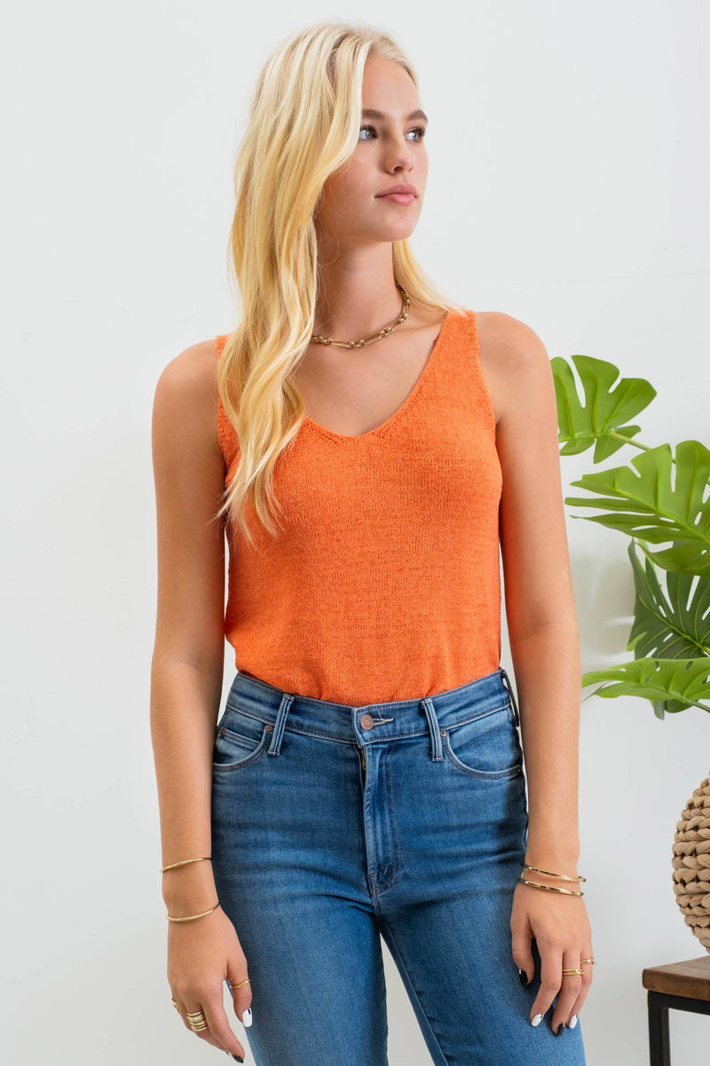 Knit Tank Top in Orange--Lemons and Limes Boutique