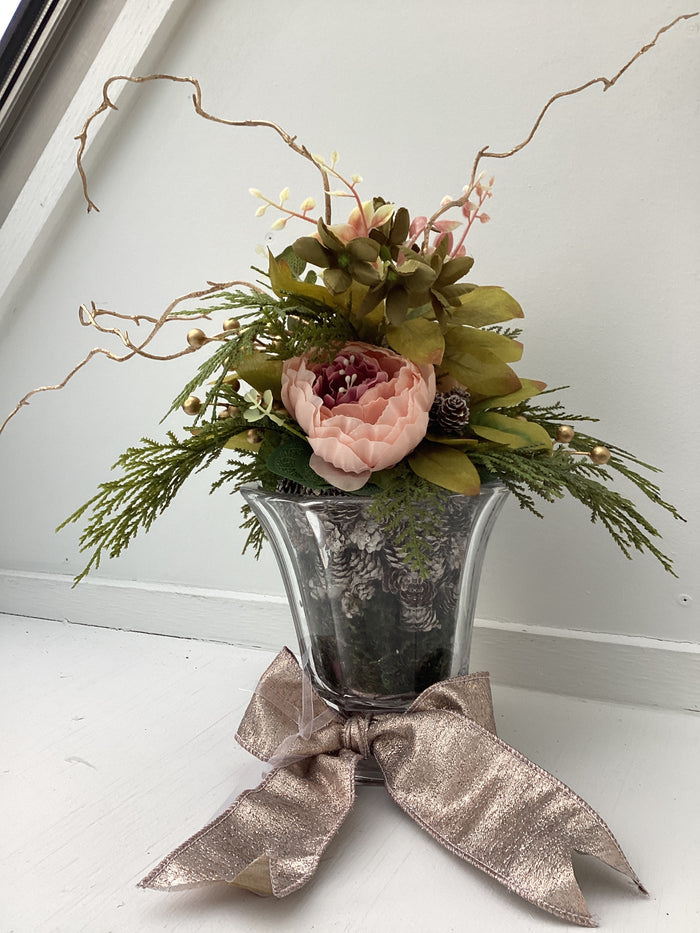 Upcycled Trifle Dish With Greenery + Florals-Lemons and Limes Boutique