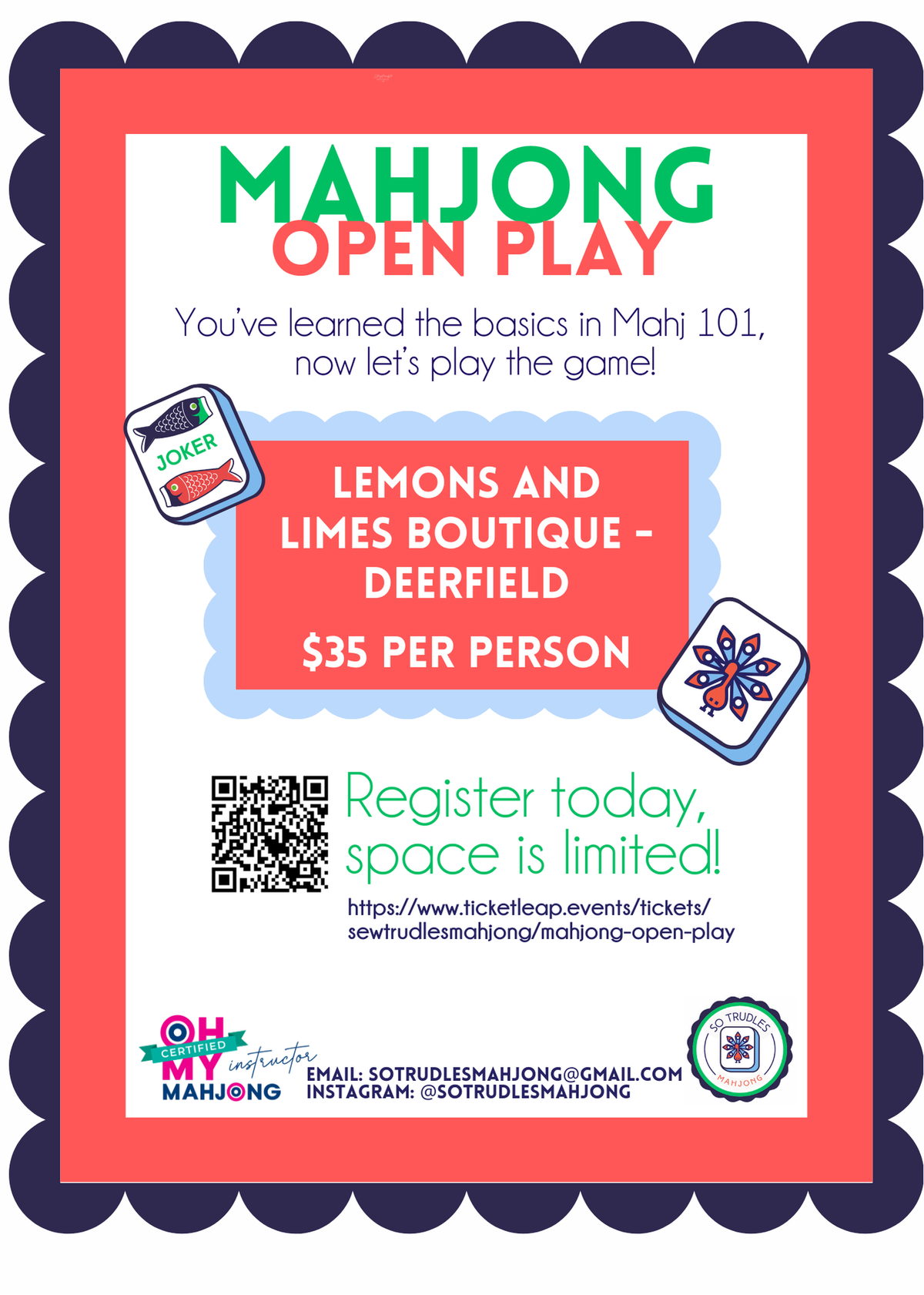 MAHJ in Navy on Ice Blue Crewneck-Lemons and Limes Boutique