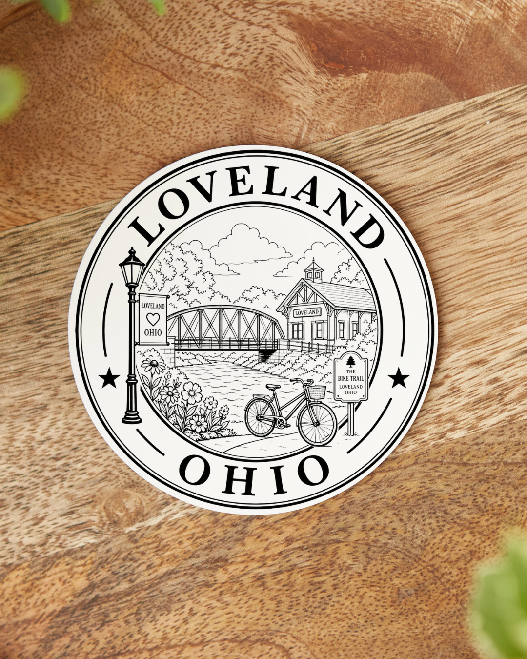 Loveland Ohio River and Bridge One Color Coaster