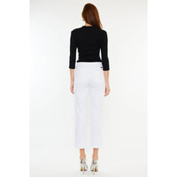 Zahara High Rise Cropped Straight Leg Jeans in White by Kan Can USA-Lemons and Limes Boutique