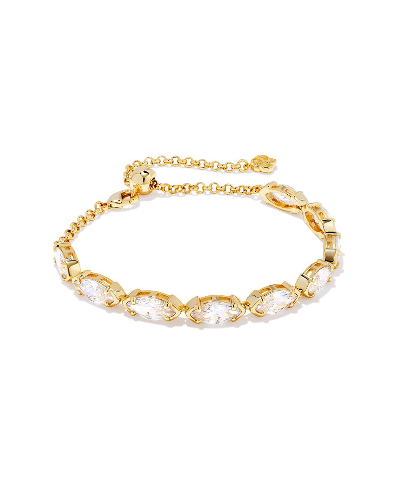 Genevieve Delicate Chain Bracelet in Gold White CZ Kendra Scott-Lemons and Limes Boutique
