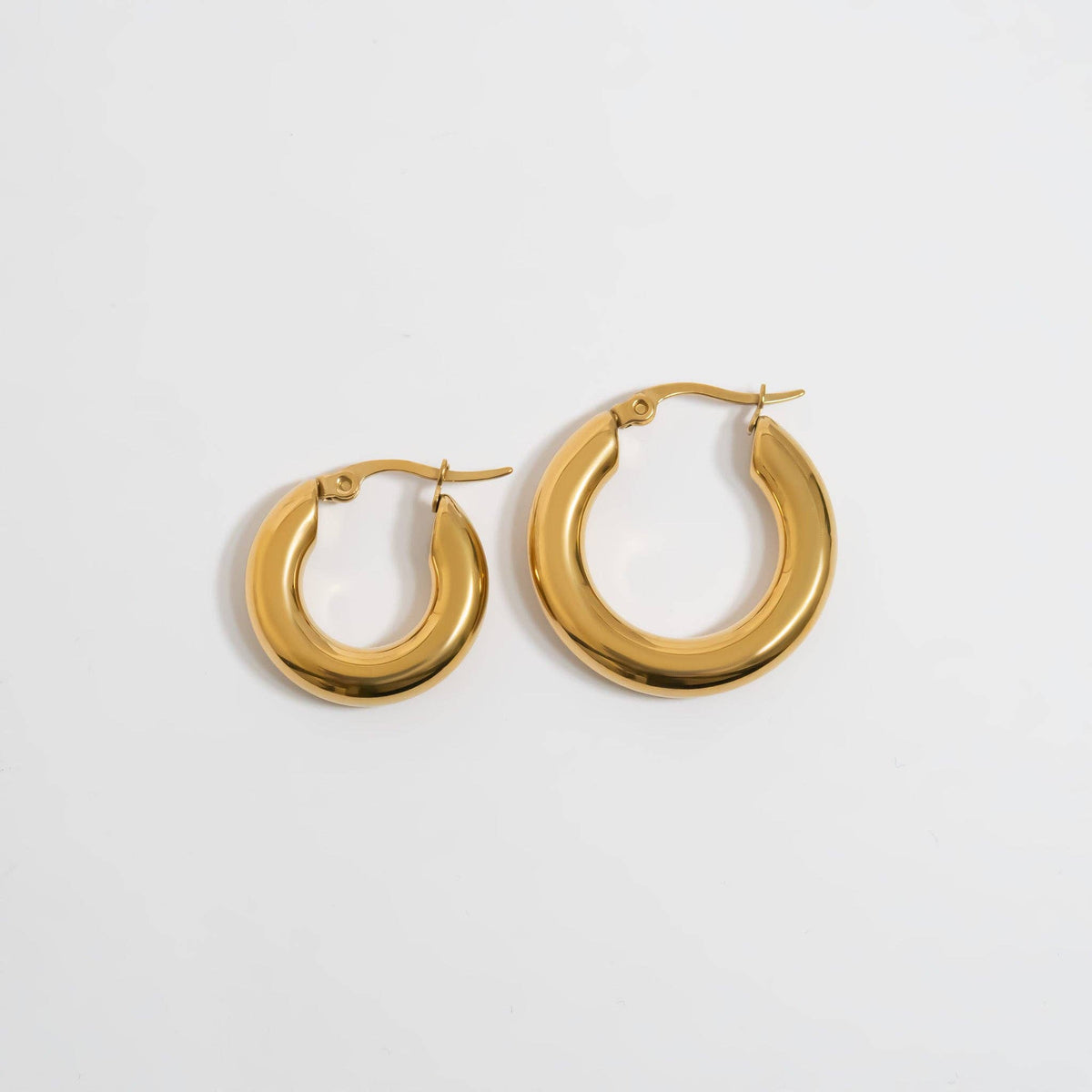 18K Gold PVD Stainless Steel Chunky Hoop Earring: Stainless / 25mm