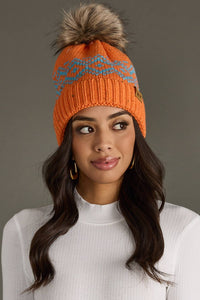 Orange & Speckled Pattern Pom Hat-Lemons and Limes Boutique