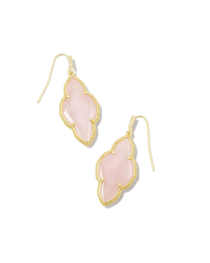 Abbie Drop Earrings in Gold Rose Quartz by Kendra Scott-Lemons and Limes Boutique
