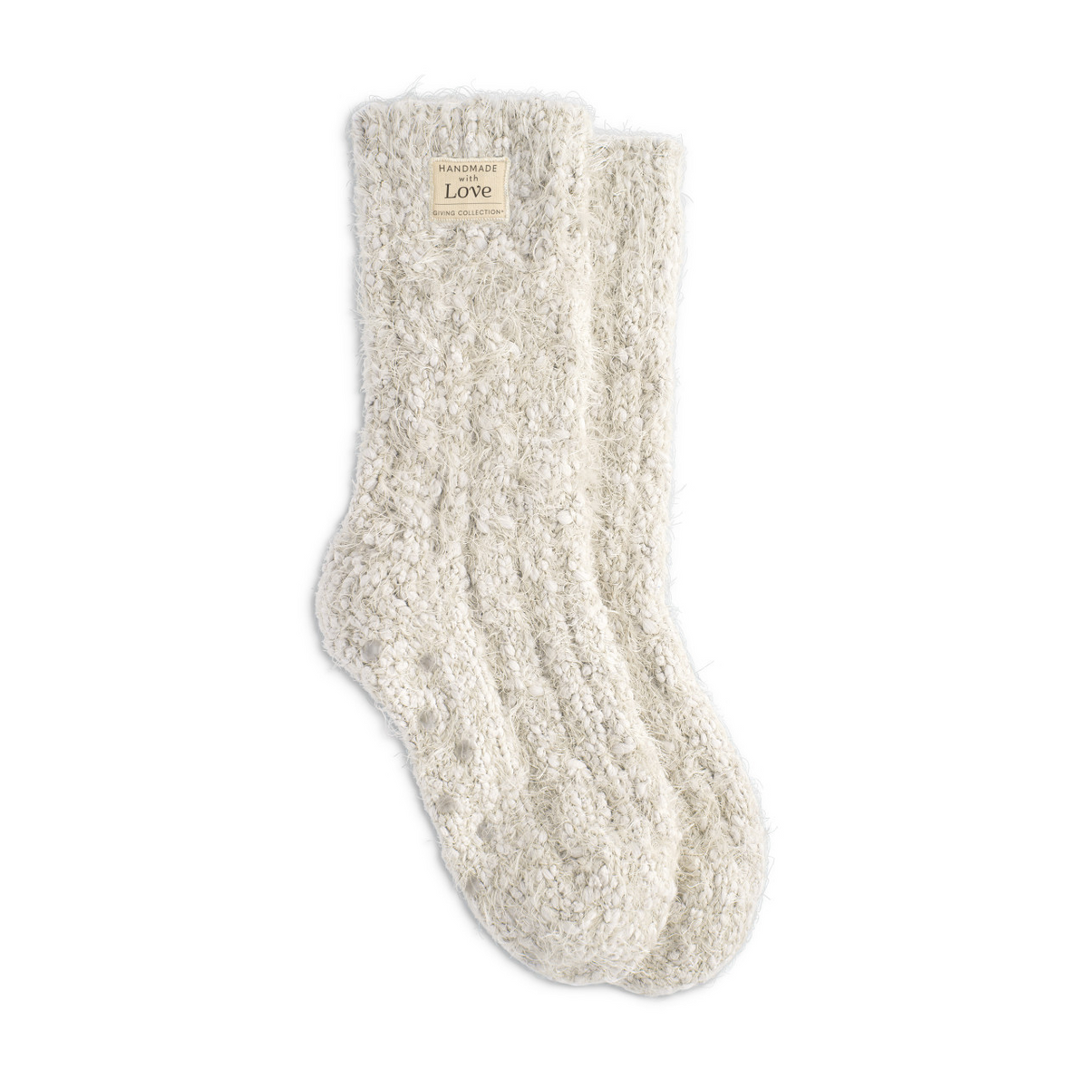 Cream Women's Fuzzy Giving Socks with Grippers-Lemons and Limes Boutique