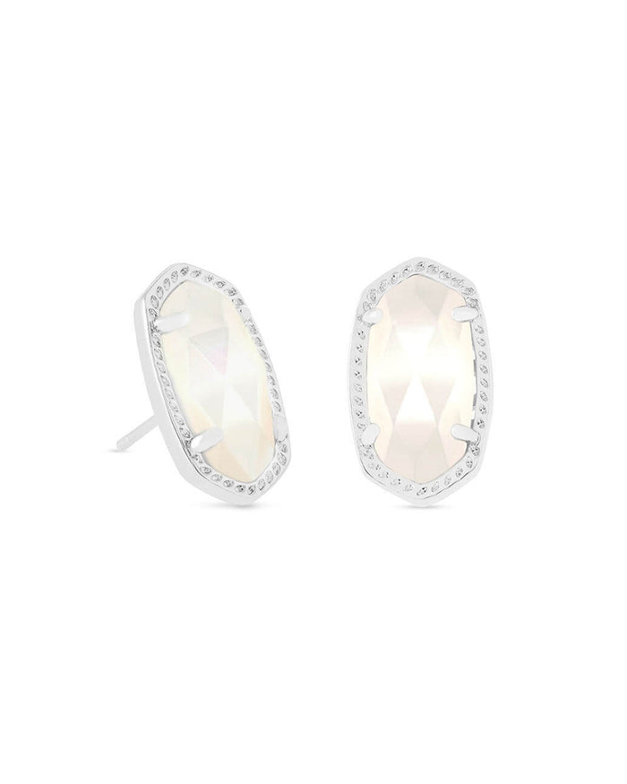 Ellie Stud Earrings in Rhodium Ivory Mother of Pearl by Kendra Scott--Lemons and Limes Boutique