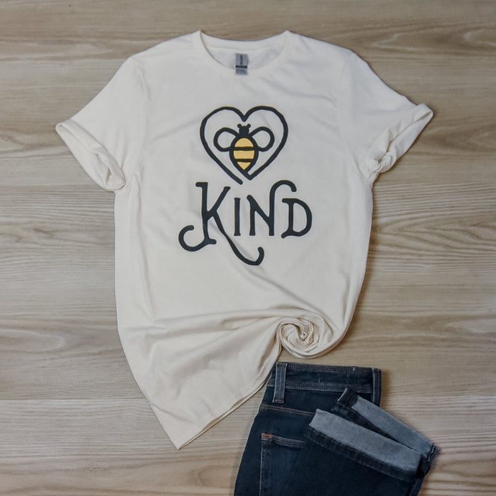 Bee Kind T-Shirt on Heather Oatmeal-Lemons and Limes Boutique