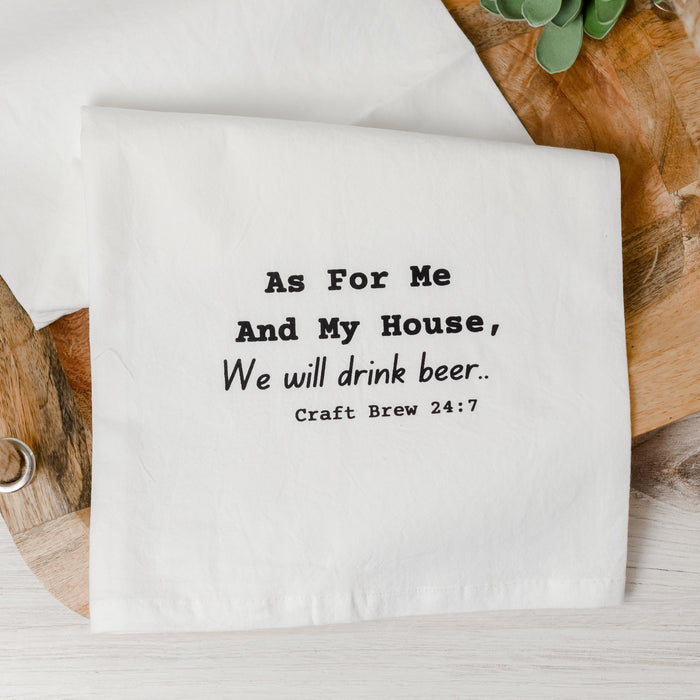 Tea Towel-As for Me and My House-Beer--Lemons and Limes Boutique