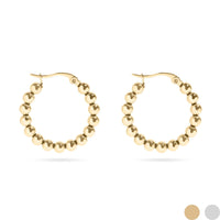 18K Gold PVD Stainless Steel Circle Ball Hoop Earrings-Lemons and Limes Boutique