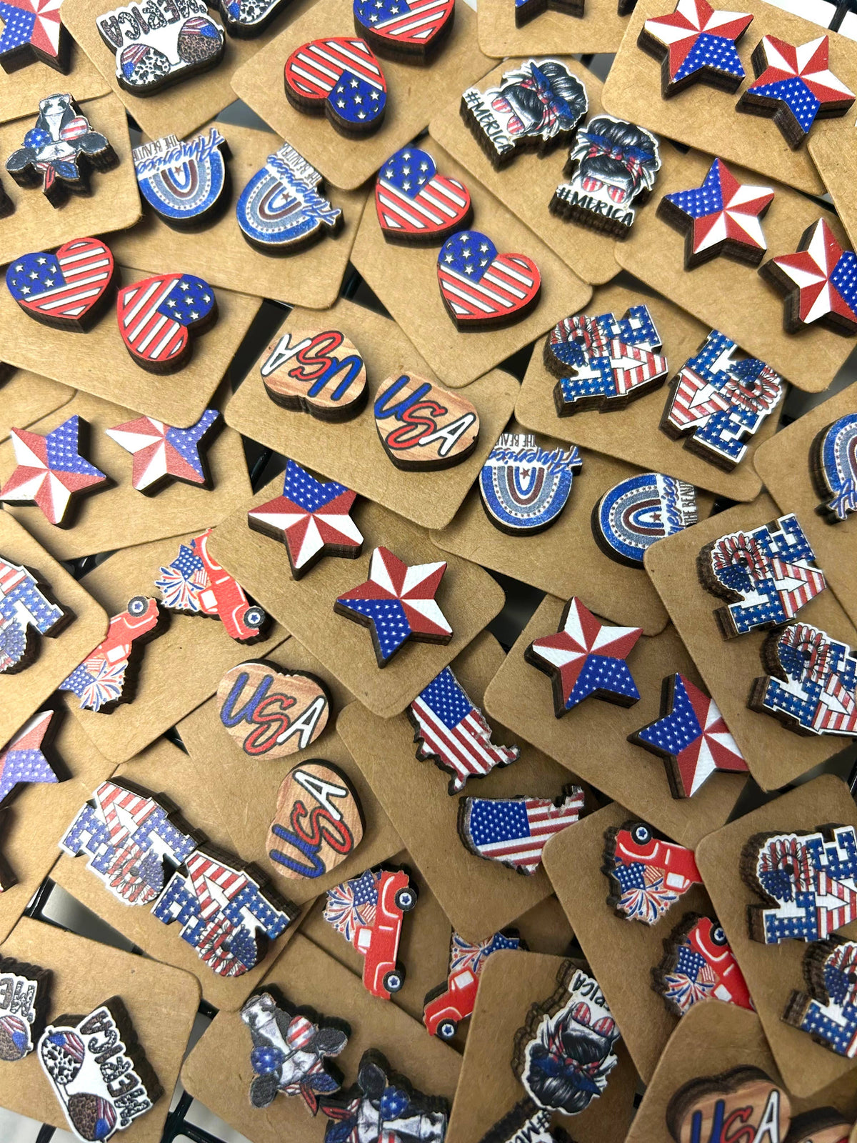 Red, White + Blue Patriotic Stud Earrings-Lemons and Limes Boutique