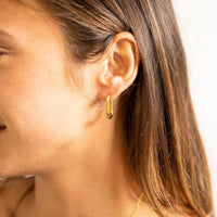 18K Gold PVD Stainless Steel Oval Huggie Earrings-Lemons and Limes Boutique