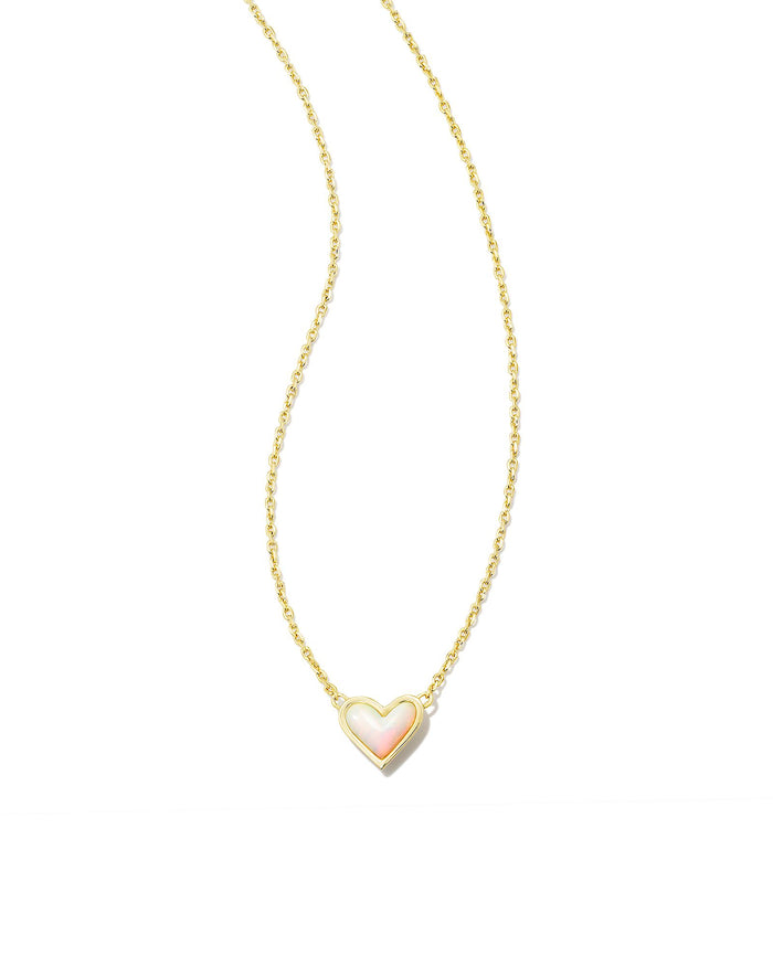 Framed Ari Heart Pendant Necklace in Gold White Opalescent Resin by Kendra Scott--Lemons and Limes Boutique