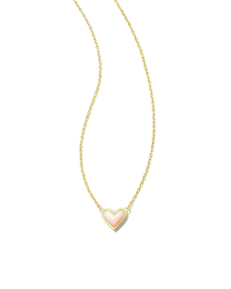 Framed Ari Heart Pendant Necklace in Gold White Opalescent Resin by Kendra Scott--Lemons and Limes Boutique