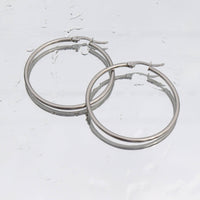 18K Gold PVD Stainless Steel Round Tube Hoop Earrings-Lemons and Limes Boutique