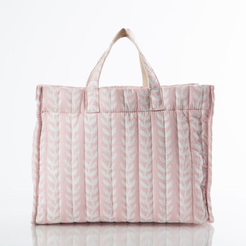 Powder Pink Block Printed Quilted Tote