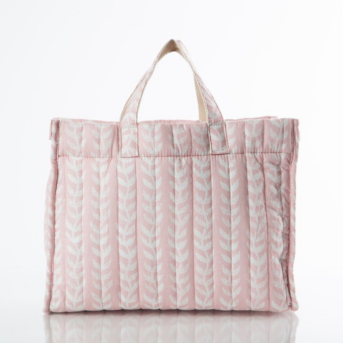 Powder Pink Block Printed Quilted Tote