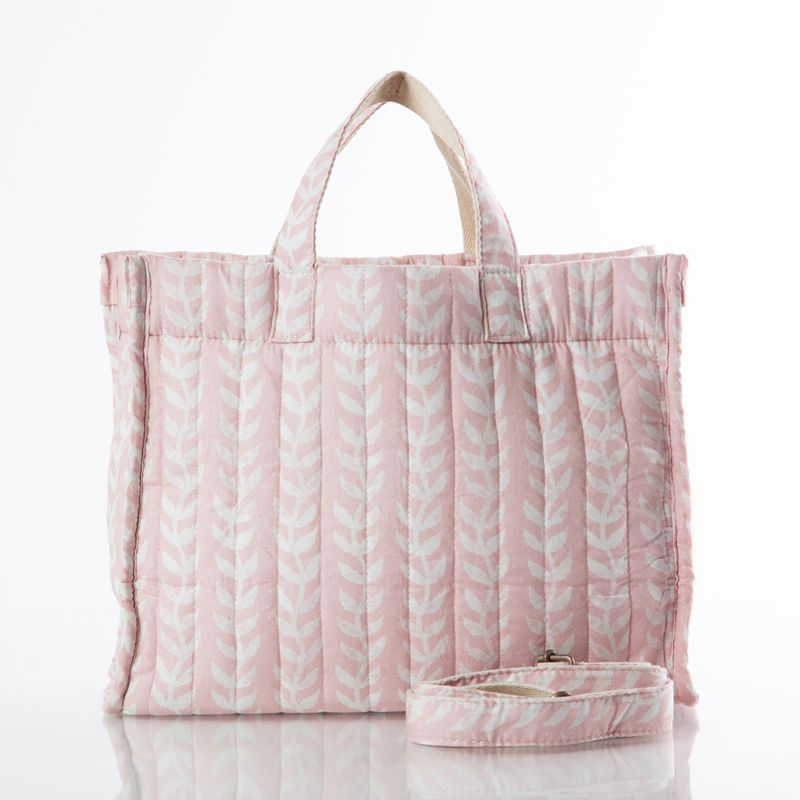 Powder Pink Block Printed Quilted Tote