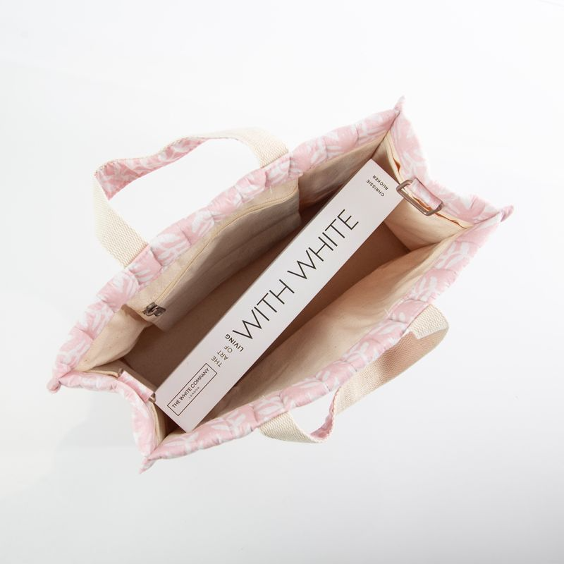 Powder Pink Block Printed Quilted Tote