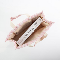 Powder Pink Block Printed Quilted Tote