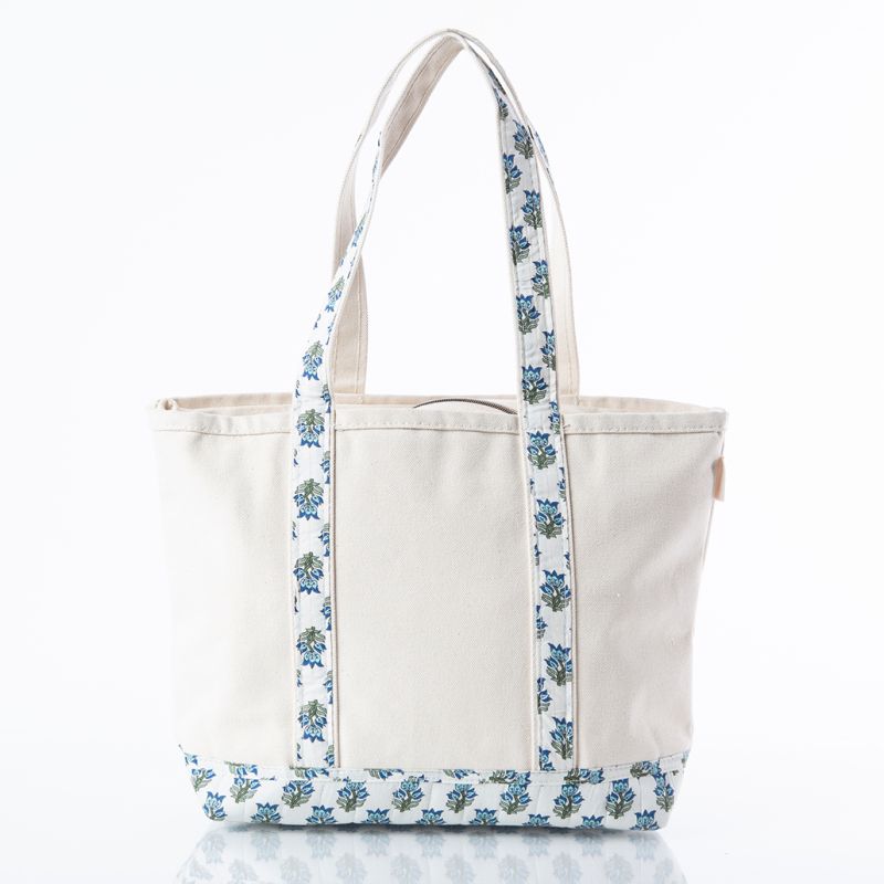Navy Block Print Medium Tote-Lemons and Limes Boutique