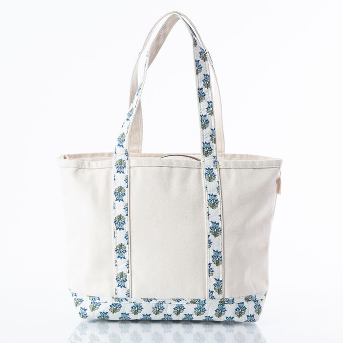 Navy Block Print Medium Tote-Lemons and Limes Boutique