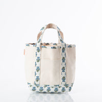 Aqua Block Print Handy Open Tote