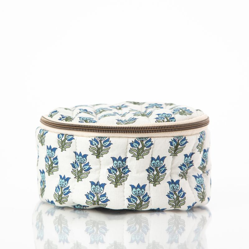 Block Print Circle Case in Aqua