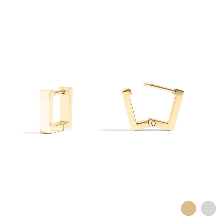 18K Gold PVD Stainless Steel Square Huggie Earrings-Lemons and Limes Boutique