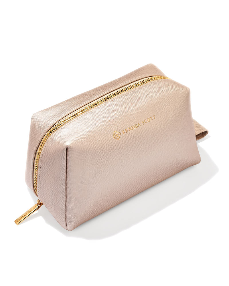 Large Cosmetic Zip Case in Champagne by Kendra Scott-Lemons and Limes Boutique