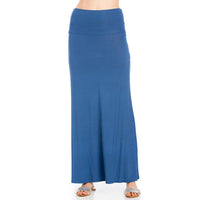 High Waist Solid Soft Maxi Skirt in Blue Indigo--Lemons and Limes Boutique